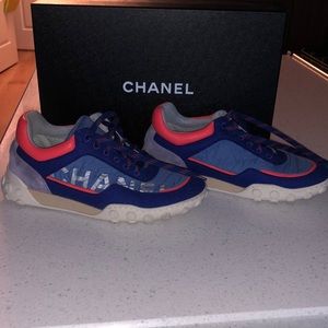Chanel blue/coral sneakers size 6.5